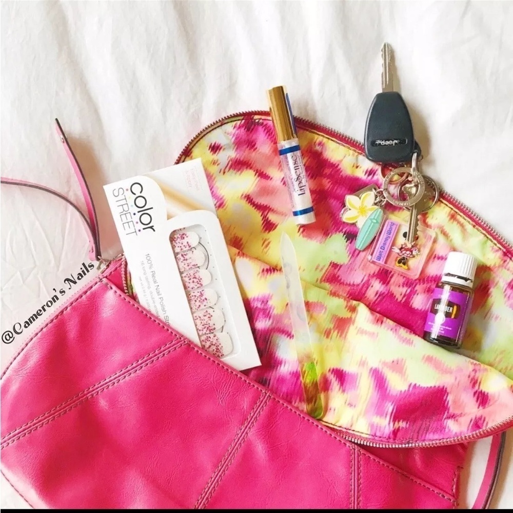 NINE WEST VERY PINK OVERSIZED LEATHER FOLD OVER  CLUTCH PERFECT FOR SUMMER